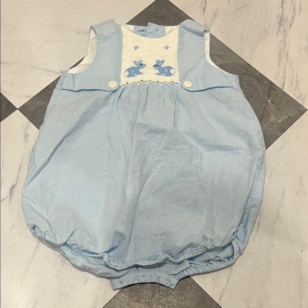 Edgehill Collection Light Blue Bunny Bubble Romper